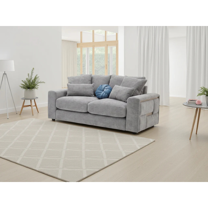 Jupiter Grey Sofa 2 Seater – Fabric Couch with Deep Seating & Removable Cushions