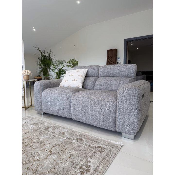 Toronto Beige Electric Recliner Sofa 2 Seater – Fabric Reclining Couch with Modern Comfort