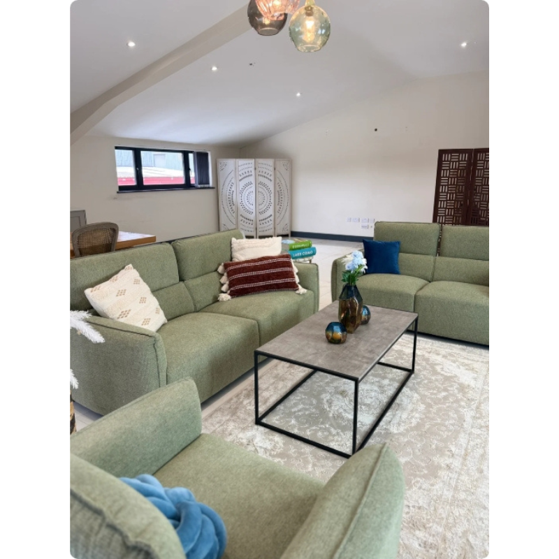 Ascot Green Sofa 3+2 Set | Modern Fabric Sofa Suite UK