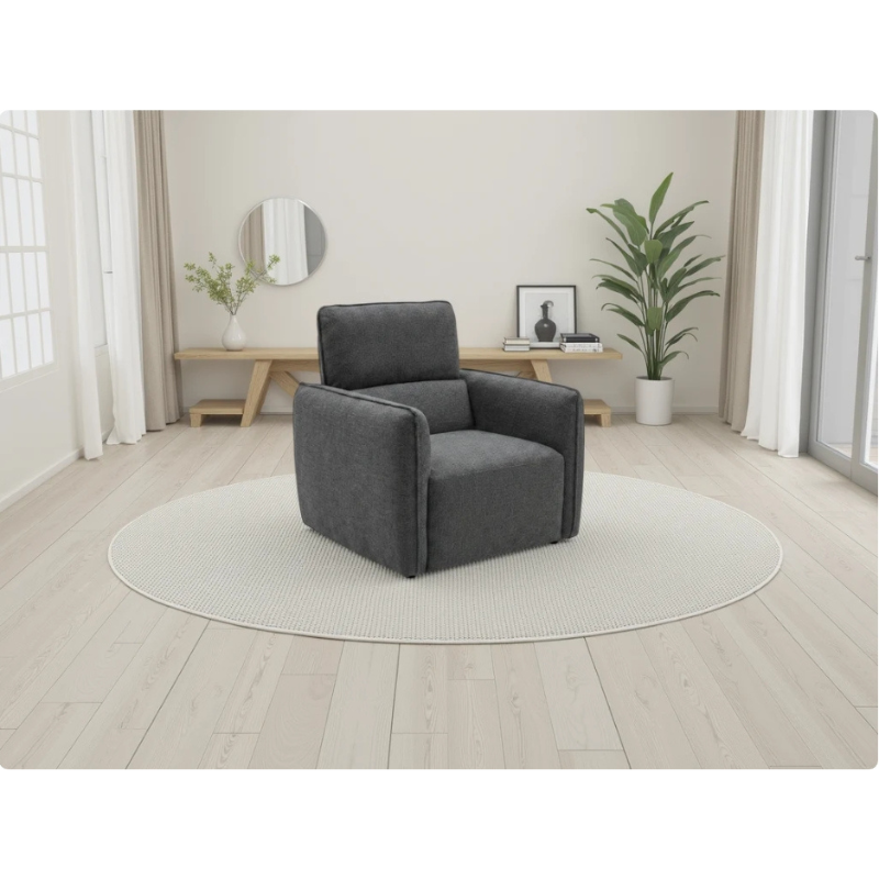 Ascot Charcoal Armchair | Modern Fabric Accent Chair UK