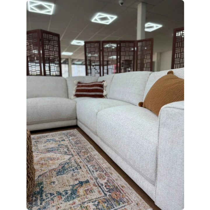 Marlow Beige Large Corner Sofa | Modern Fabric Corner Sofa UK
