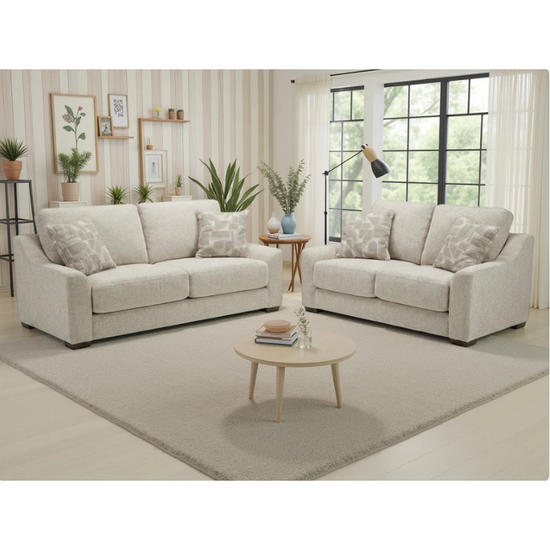 Douglas Beige Sofa 3+2 Set | Modern Fabric Sofa Suite UK