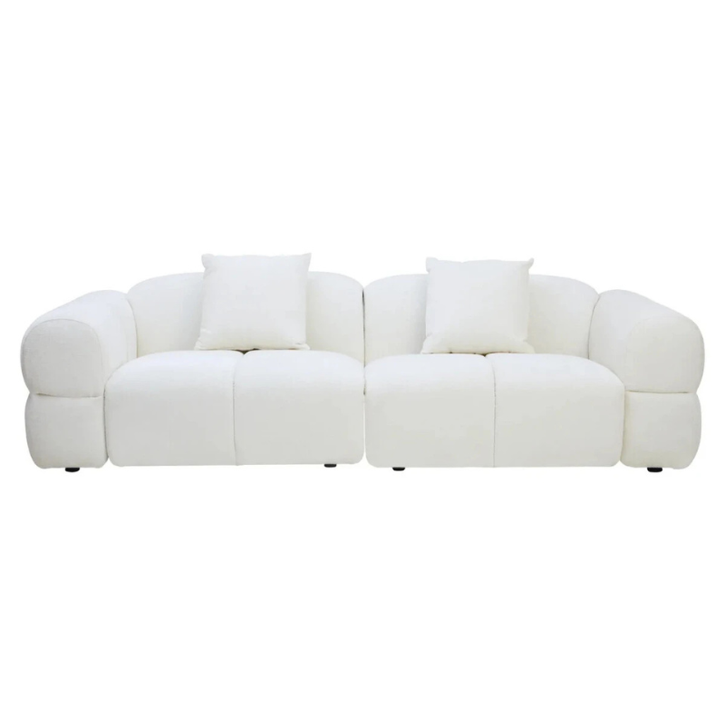 Anglet Cream Textured Fabric Large 3 Seater Sofa | Modern Sofa UK