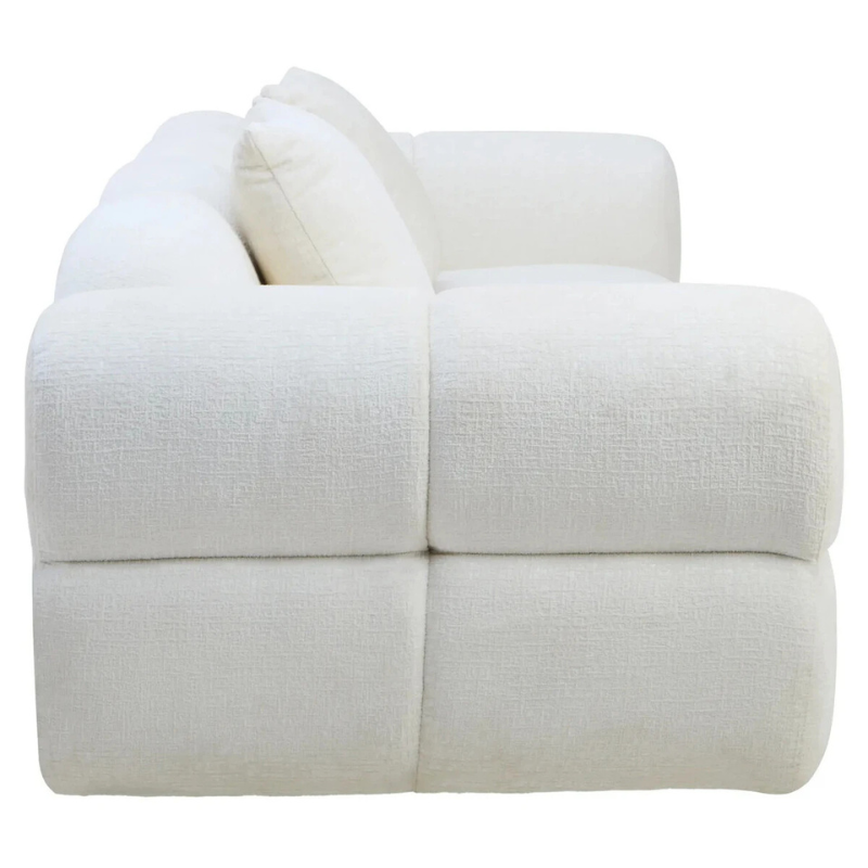 Anglet Cream Textured Fabric Large 3 Seater Sofa | Modern Sofa UK