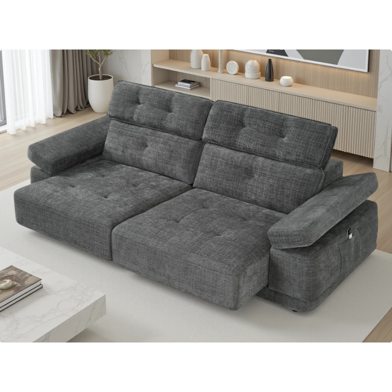 Dimensions All values in cm ↔ Width 255 ↕ Depth 105 ↨ Height Back 88 → Headrest 104 ⬡ Seat height Floor to seat cushion 44 ▭ Seat depth 60 ▬ Seat width 97 Sleeping area When converted to bed 194 × 94