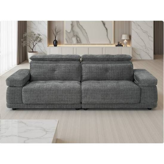 Dimensions All values in cm ↔ Width 255 ↕ Depth 105 ↨ Height Back 88 → Headrest 104 ⬡ Seat height Floor to seat cushion 44 ▭ Seat depth 60 ▬ Seat width 97 Sleeping area When converted to bed 194 × 94