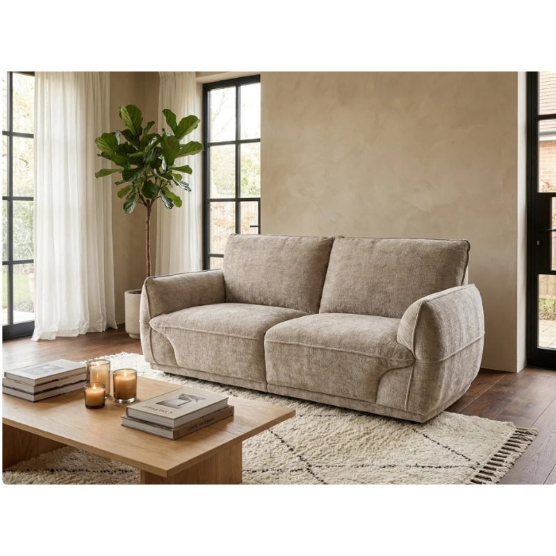 Angelo Beige 2 Seater Sofa | Modern Fabric Sofa