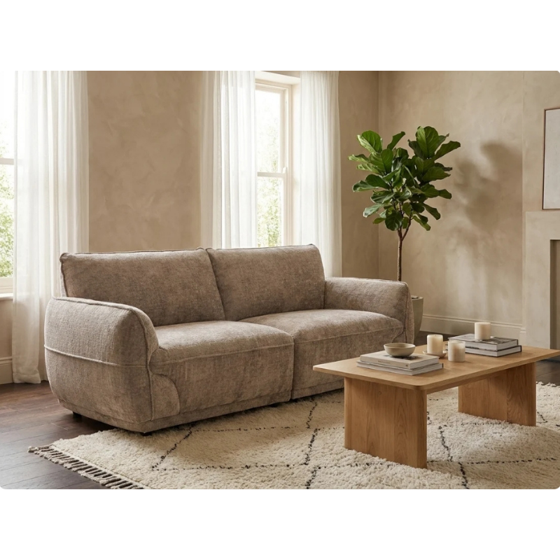 Angelo Beige 3 Seater Sofa | Modern Fabric Sofa