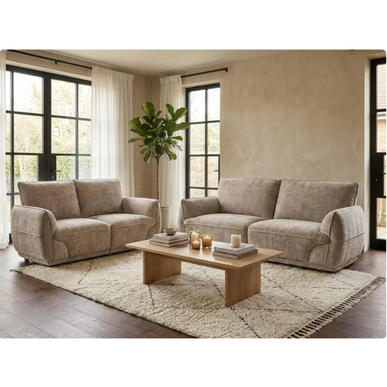 Angelo Beige 3+2 Seater Sofa Set | Modern Fabric Sofa Set