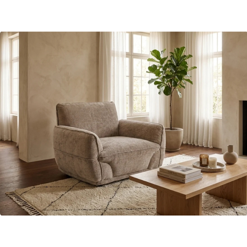 Angelo Beige Armchair | Modern Fabric Chair