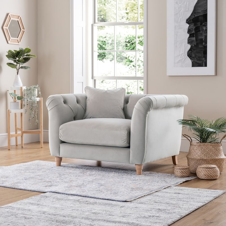 Armchair Velvet Chalk | Luxury Velvet Accent Chair