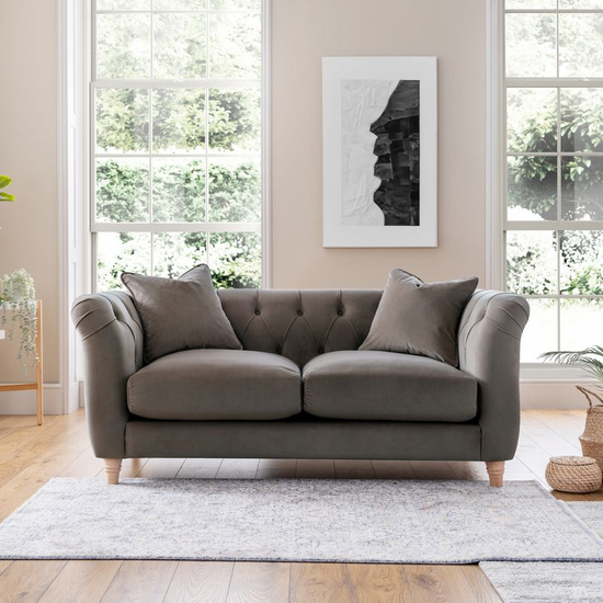 2 Seater Sofa Velvet Mushroom | Luxury Velvet Sofa