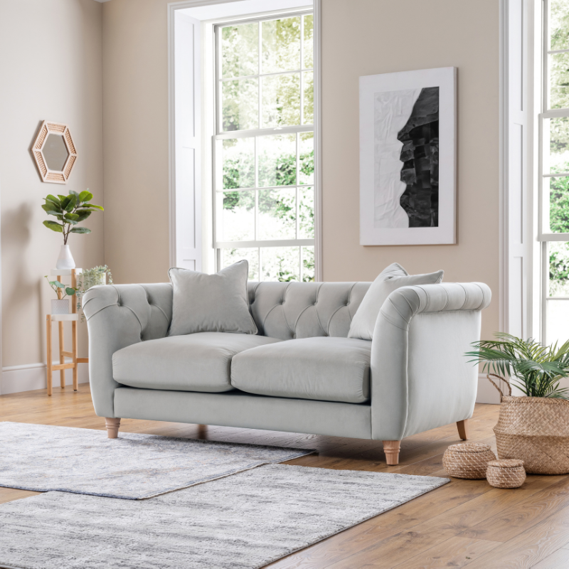 2 Seater Sofa Velvet Chalk | Luxury Velvet Sofa