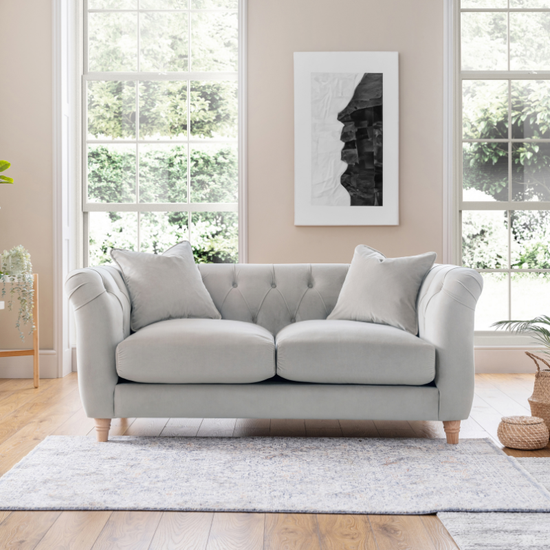 2 Seater Sofa Velvet Chalk | Luxury Velvet Sofa