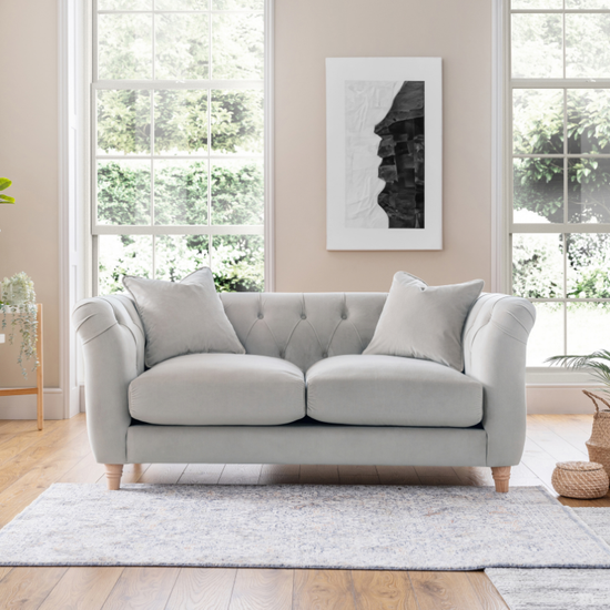 2 Seater Sofa Velvet Chalk | Luxury Velvet Sofa