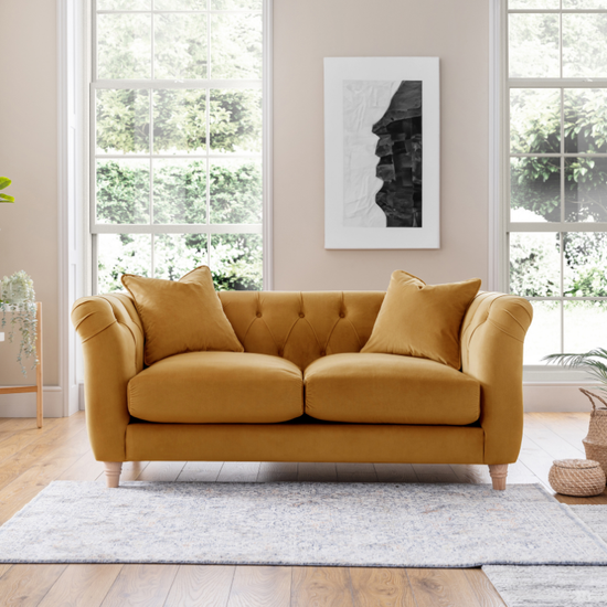 2 Seater Sofa Velvet Ochre | Luxury Velvet Sofa