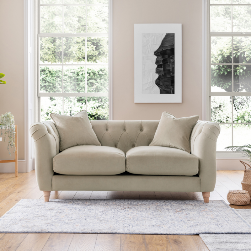 2 Seater Sofa Velvet Putty | Luxury Velvet Sofa