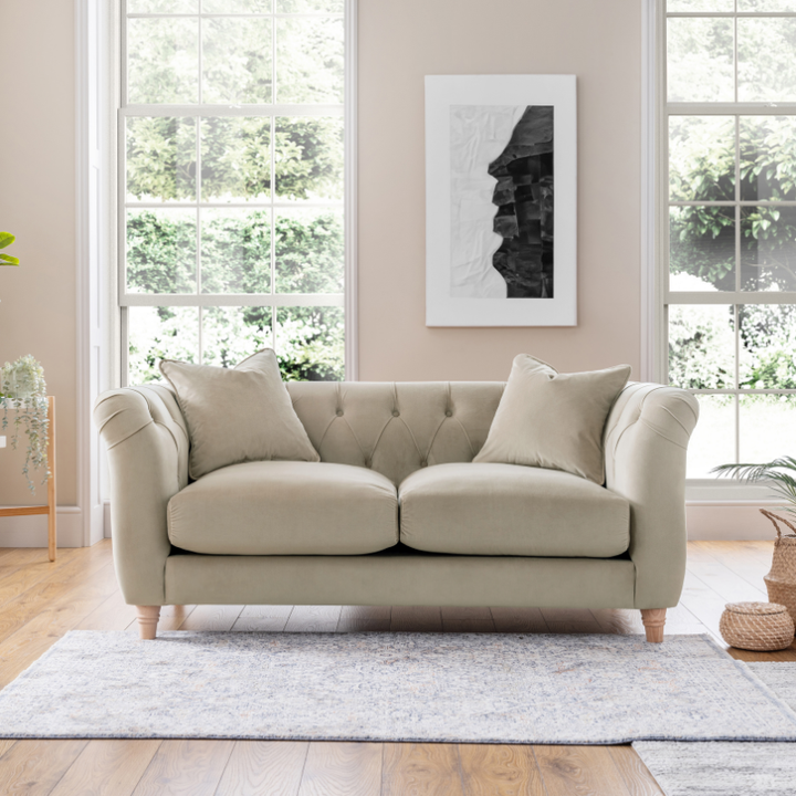 2 Seater Sofa Velvet Putty | Luxury Velvet Sofa