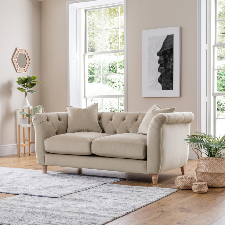 2 Seater Sofa Velvet Putty | Luxury Velvet Sofa