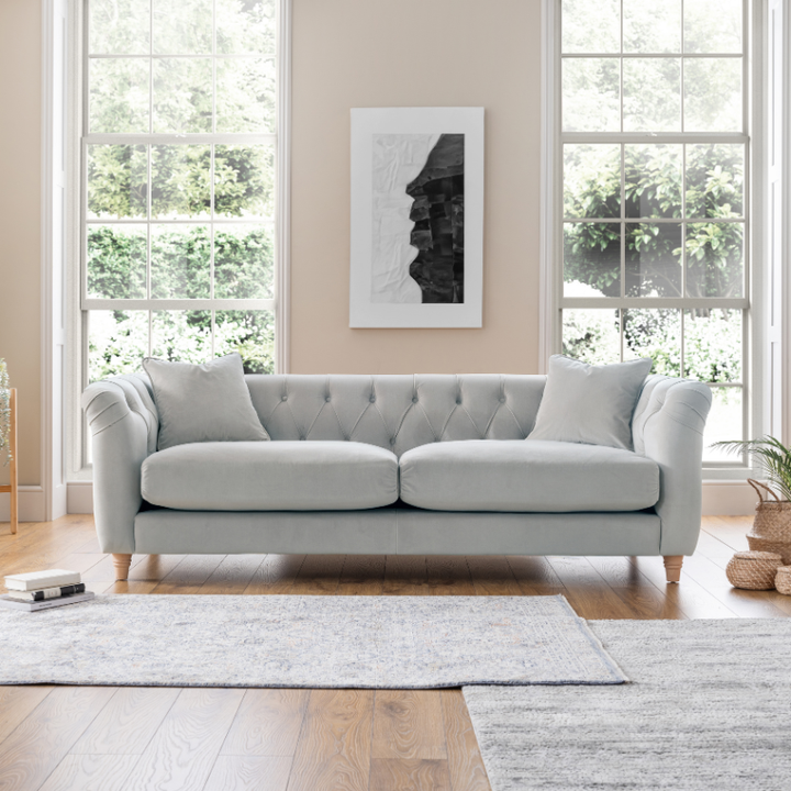 3 Seater Sofa Velvet Chalk | Luxury Velvet Sofa