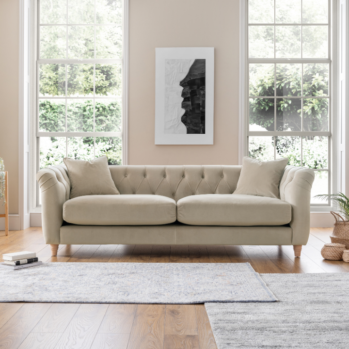 3 Seater Sofa Velvet Putty | Luxury Velvet Sofa