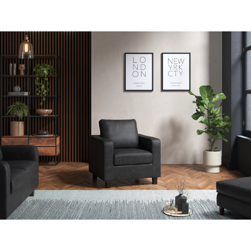 Armchair PU Black | Modern Faux Leather Chair