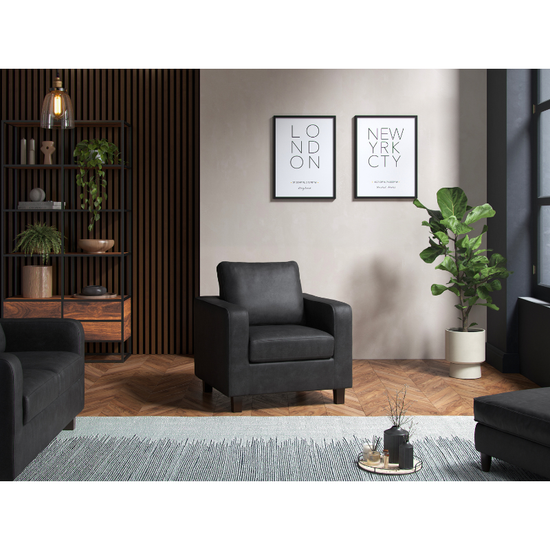 Armchair PU Black | Modern Faux Leather Chair