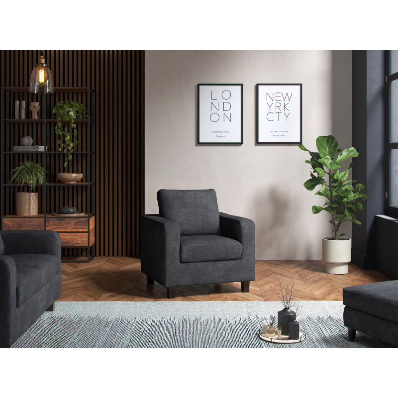 Armchair Turin Grey | Modern Fabric Armchair