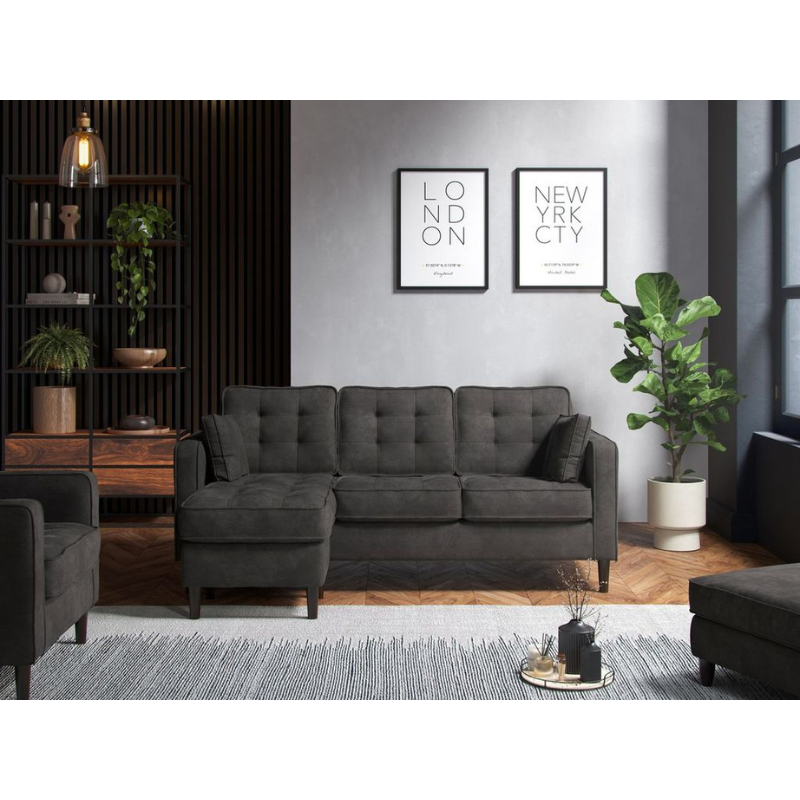 Reversible Chaise Sofa Enjoy Graphite | Modern Fabric Corner Sofa