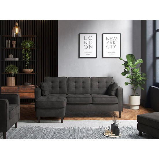 Reversible Chaise Sofa Enjoy Graphite | Modern Fabric Corner Sofa