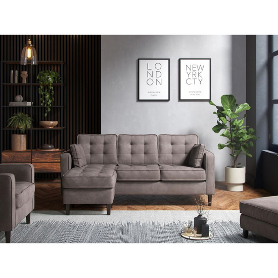 Reversible Chaise Sofa Enjoy Pewter | Modern Fabric Corner Sofa