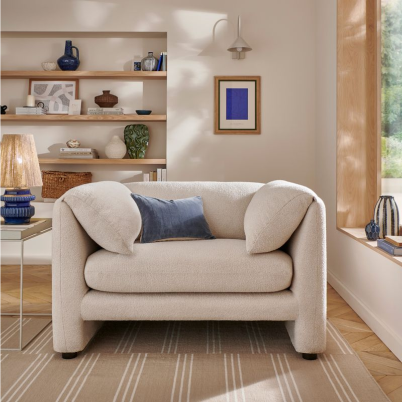 Boucle Cream Armchair | Modern Textured Accent Chair