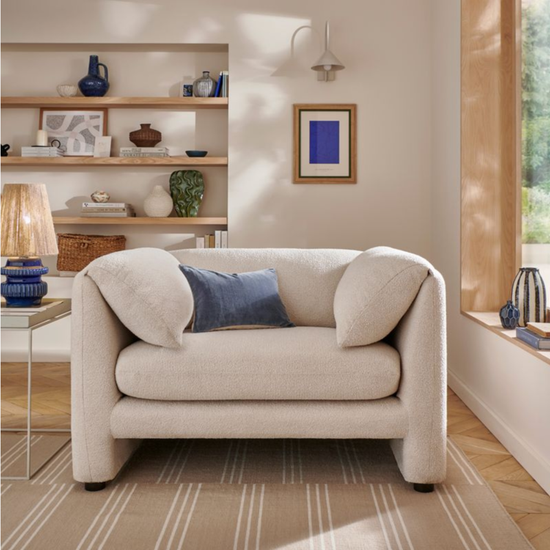 Boucle Cream Armchair | Modern Textured Accent Chair