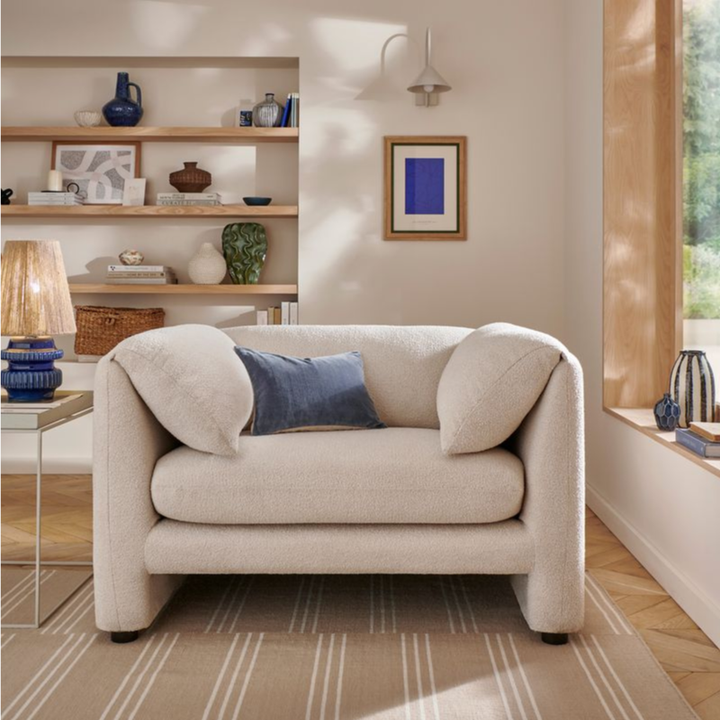 Boucle Cream Armchair | Modern Textured Accent Chair