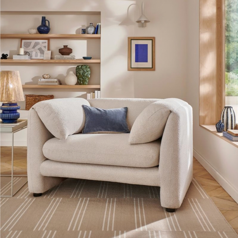 Boucle Cream Armchair | Modern Textured Accent Chair