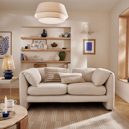 2 Seater Sofa Boucle Cream | Modern Textured Sofa