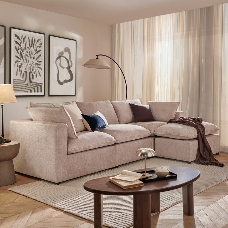 Modular Chaise Sofa Symphony Pea | Modern Fabric Corner Sofa
