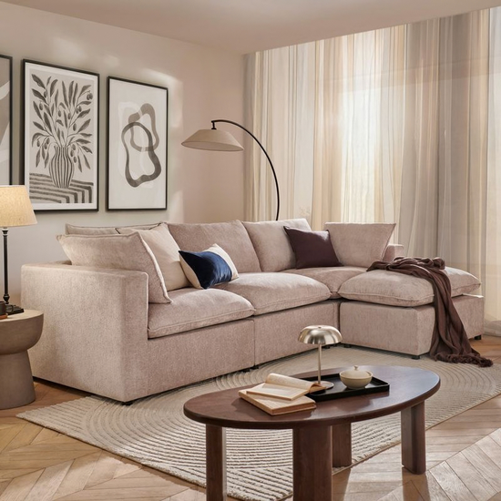 Modular Chaise Sofa Symphony Pea | Modern Fabric Corner Sofa
