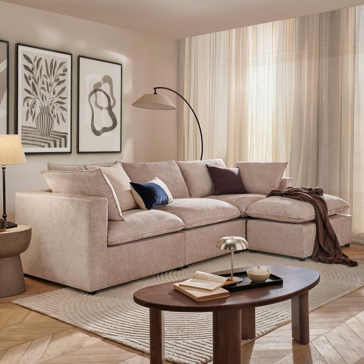 Modular Chaise Sofa Symphony Pea | Modern Fabric Corner Sofa