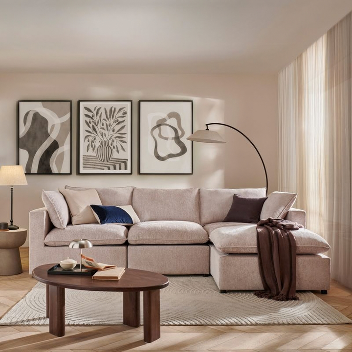 Modular Chaise Sofa Symphony Pea | Modern Fabric Corner Sofa