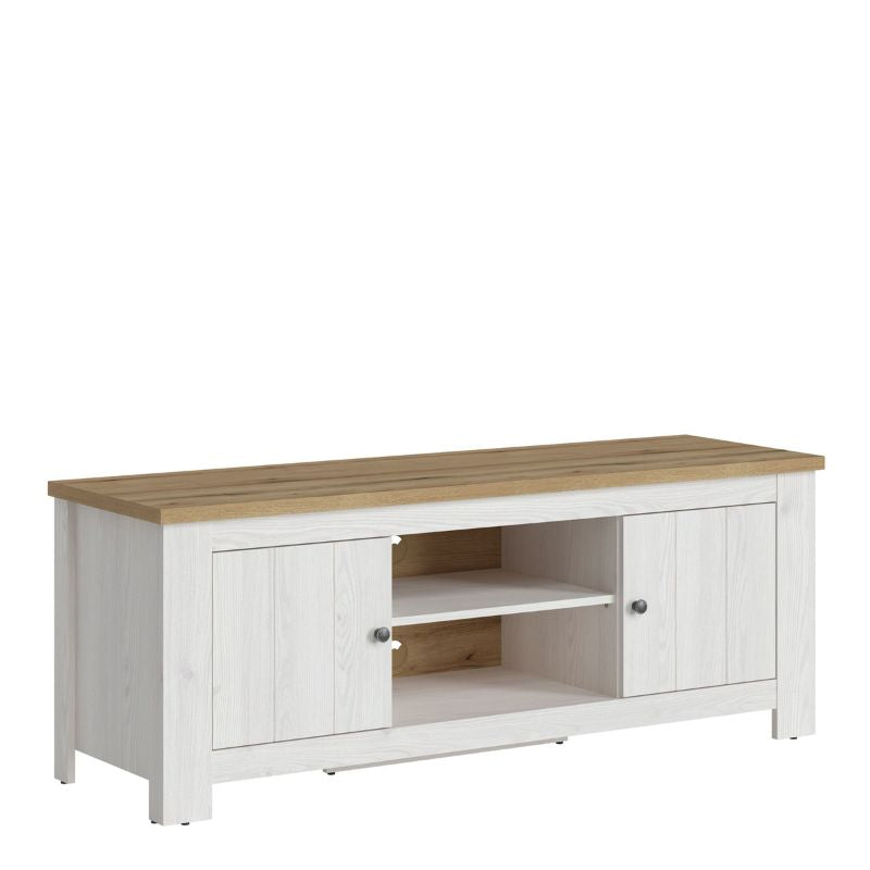 Celesto 2 Door TV Unit in White and Oak (154cm)-FTG-