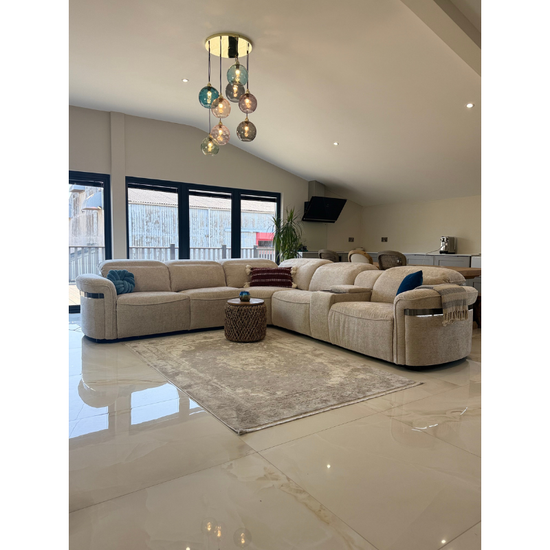 Bicester Beige Large Electric Recliner Corner Sofa | LED & Wireless Charging