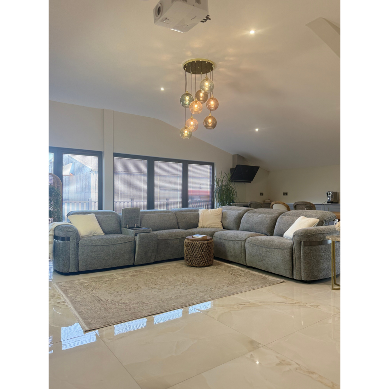 Bicester Grey Large Electric Recliner Corner Sofa | LED & Wireless Charging
