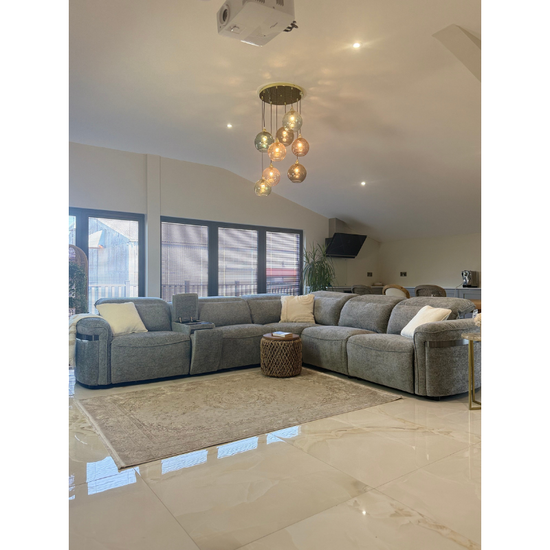 Bicester Grey Large Electric Recliner Corner Sofa | LED & Wireless Charging