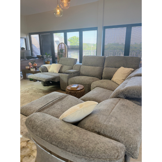 Bicester Grey Large Electric Recliner Corner Sofa | LED & Wireless Charging