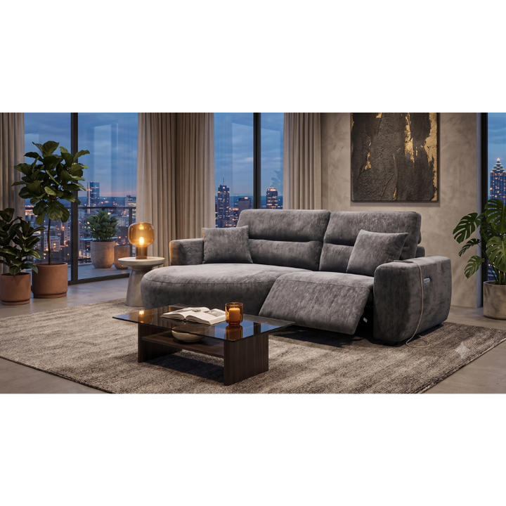 Denver Black Electric Recliner Left-Hand Corner Sofa | Modern Reclining Sofa UK