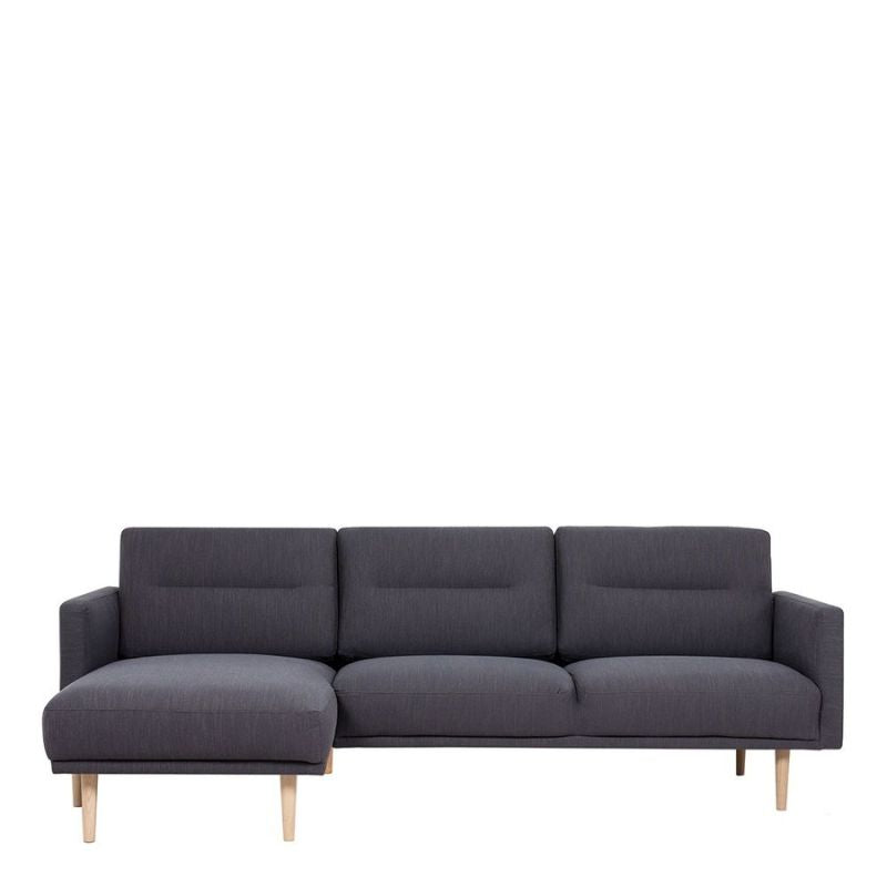 Larvik Chaiselongue Left Corner Sofa - Anthracite, Oak Legs W 2250 x H 790 x D 1400mm-Sofa-FTG-