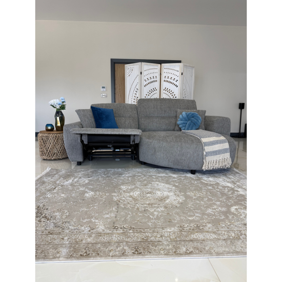 Denver Grey Electric Recliner Left-Hand Corner Sofa | Modern Reclining Sofa UK