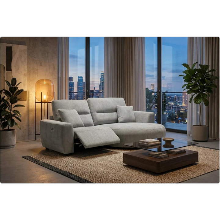 Denver Grey Electric Recliner Right-Hand Corner Sofa | Modern Reclining Sofa UK