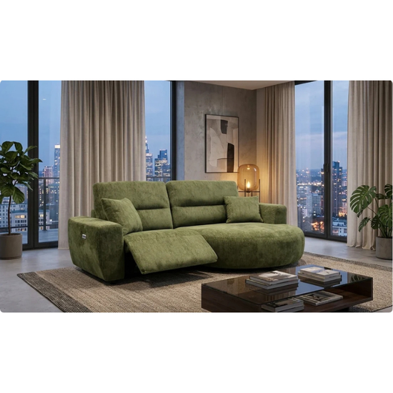 Denver Green Electric Recliner Right-Hand Corner Sofa | Modern Reclining Sofa UK